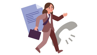 Illustration einer Frau in Anzug mit Aktenkoffer